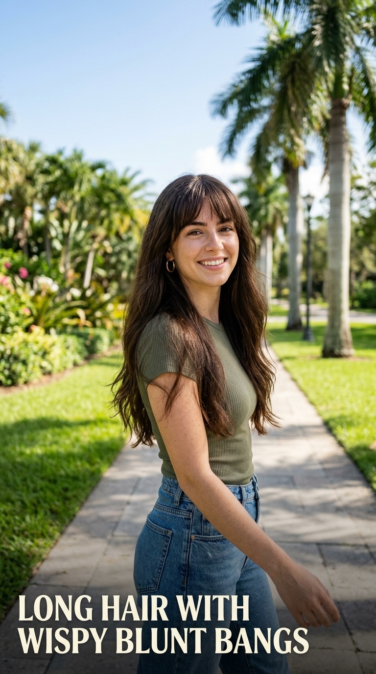 Long Hair with Wispy Blunt Bangs