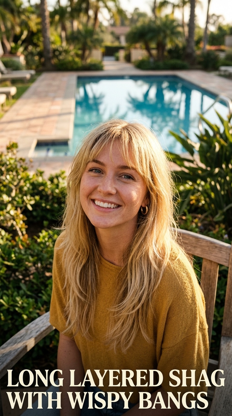 Long Layered Shag with Wispy Bangs