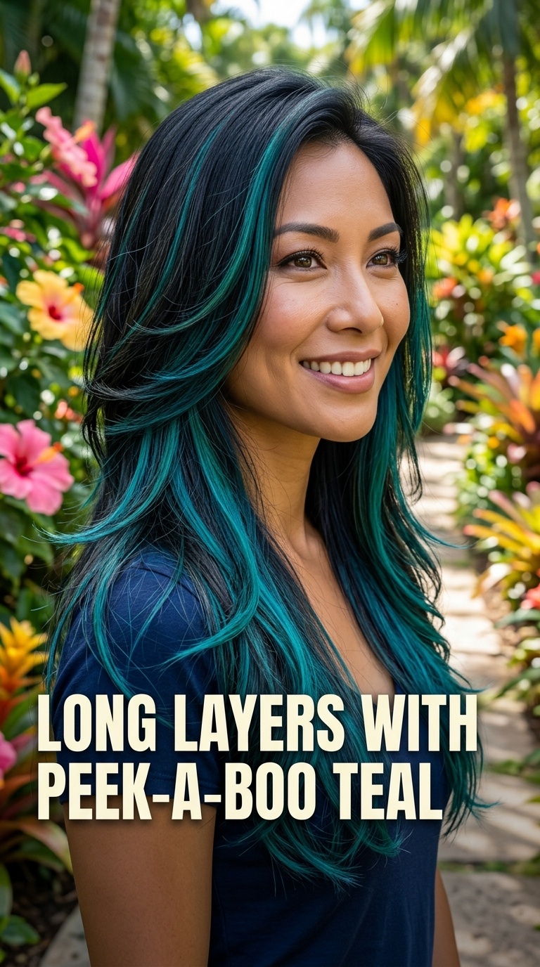 Long Layers with Peek-a-Boo Teal