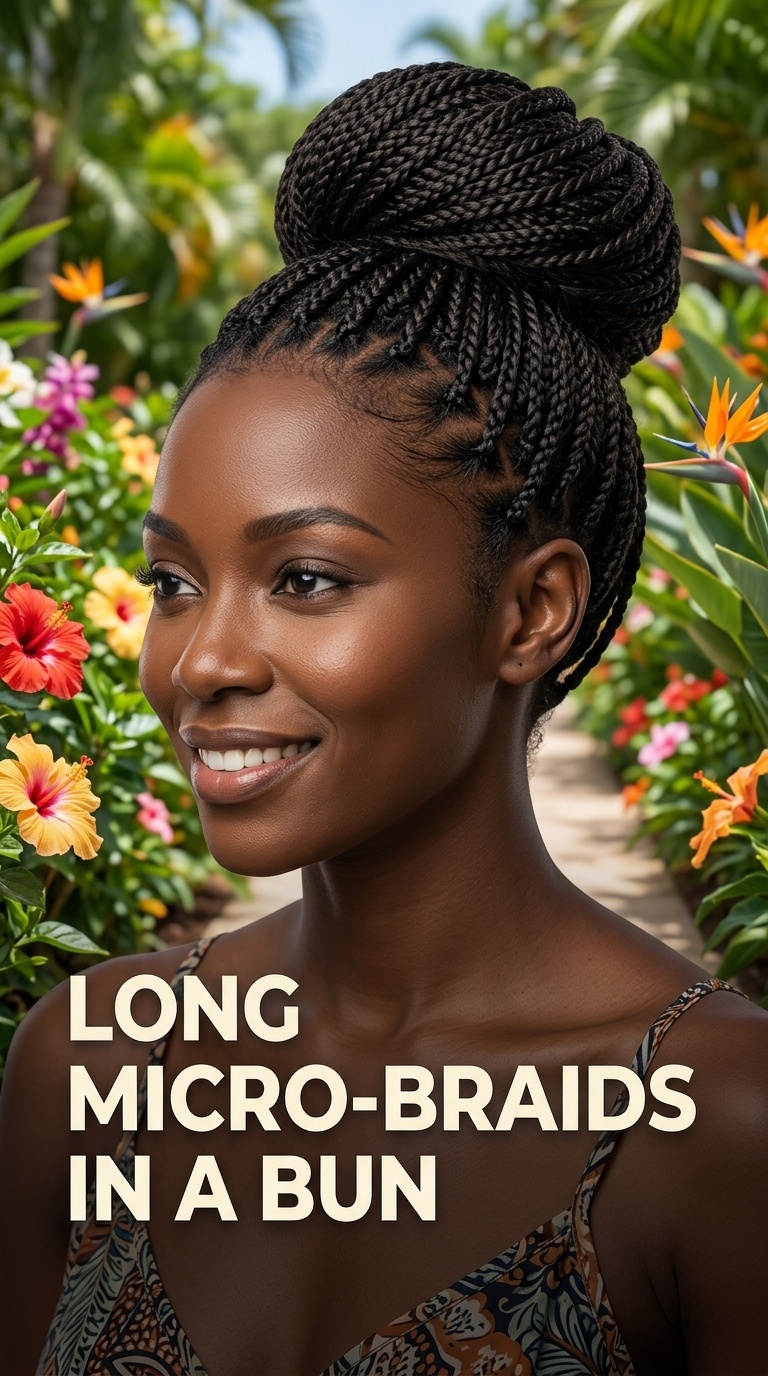 Long Micro-Braids in a Bun
