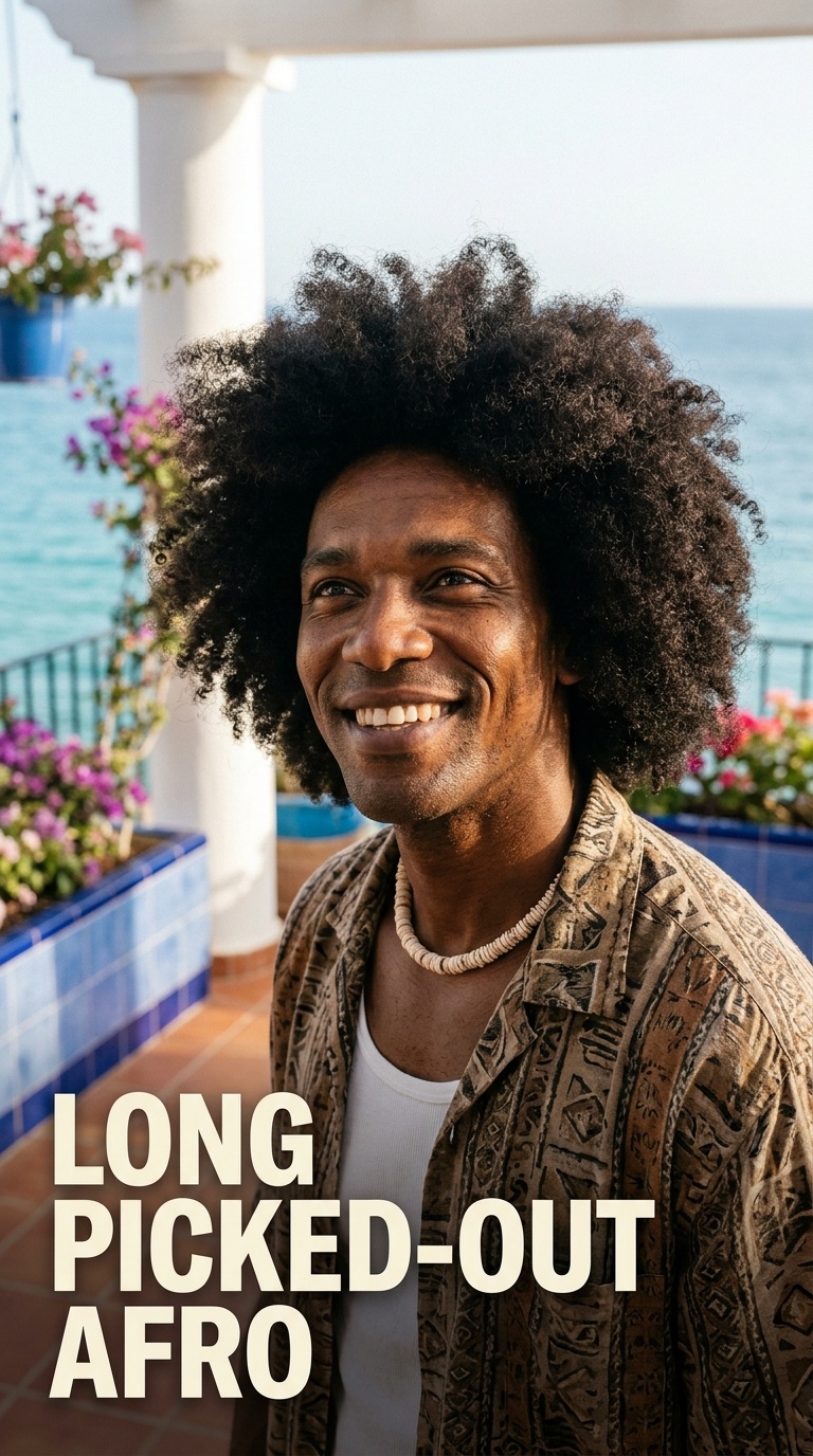 Long Picked-Out Afro