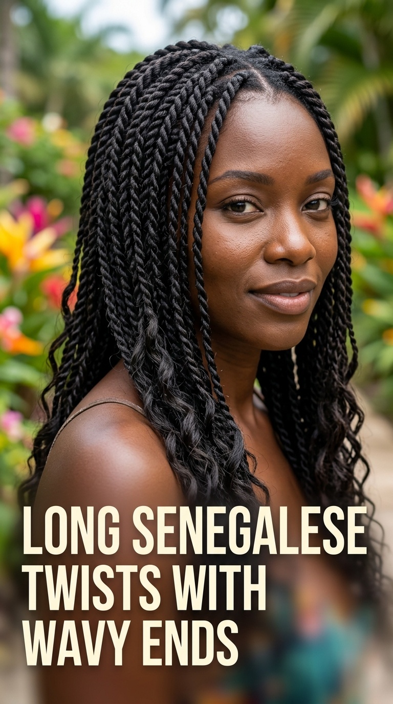 Long Senegalese Twists with Wavy Ends