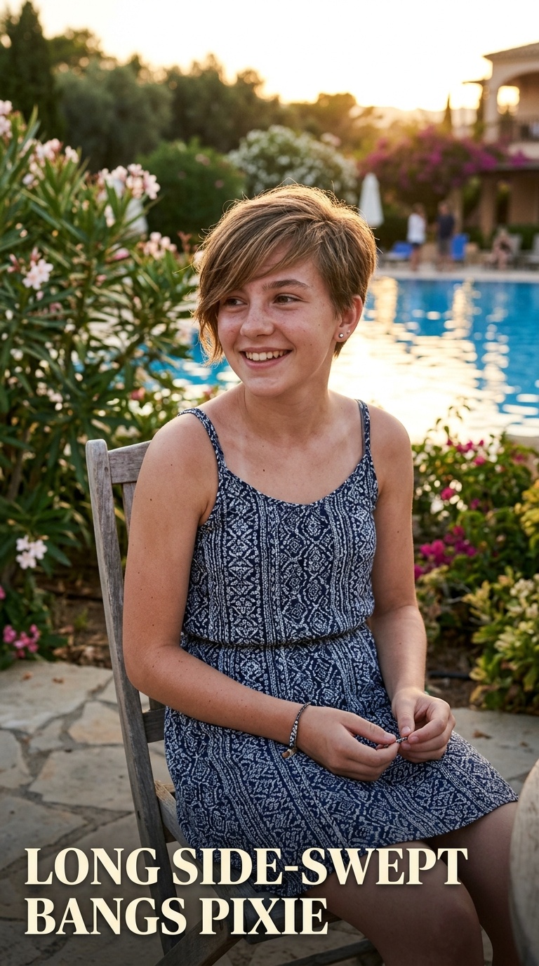 Long Side-Swept Bangs Pixie