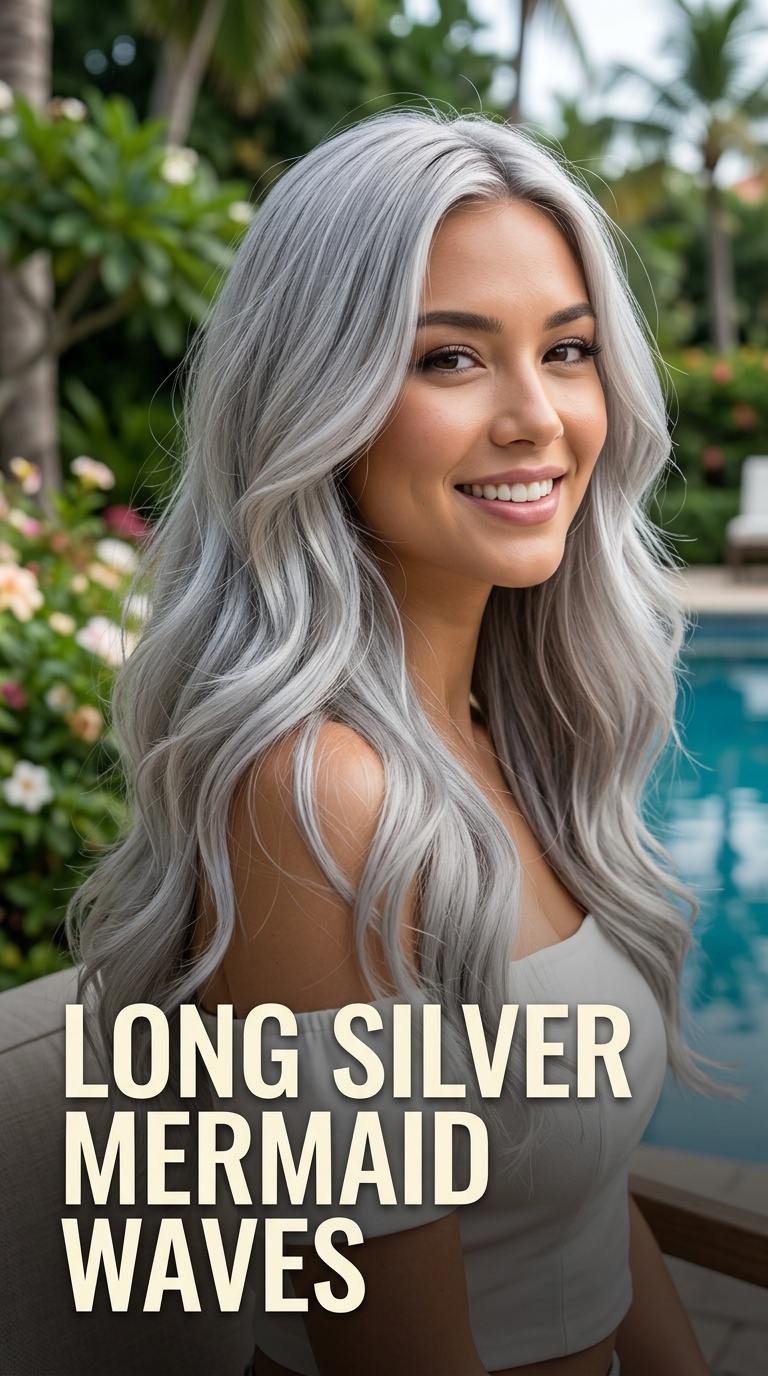 Long Silver Mermaid Waves