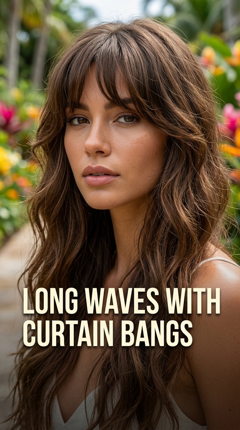 Long Waves with Curtain Bangs