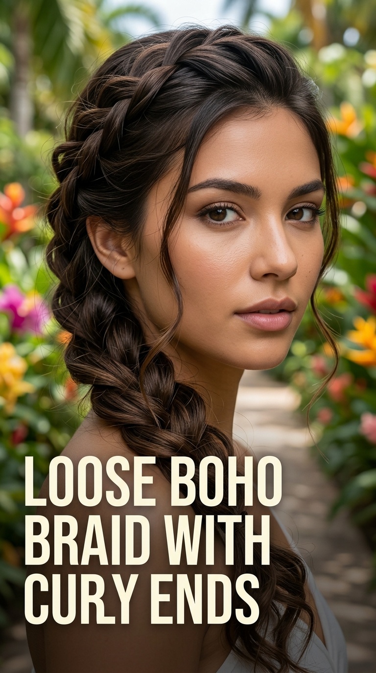 Loose Boho Braid with Curly Ends