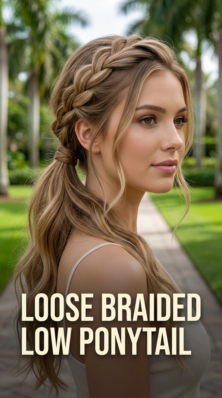 Loose Braided Low Ponytail
