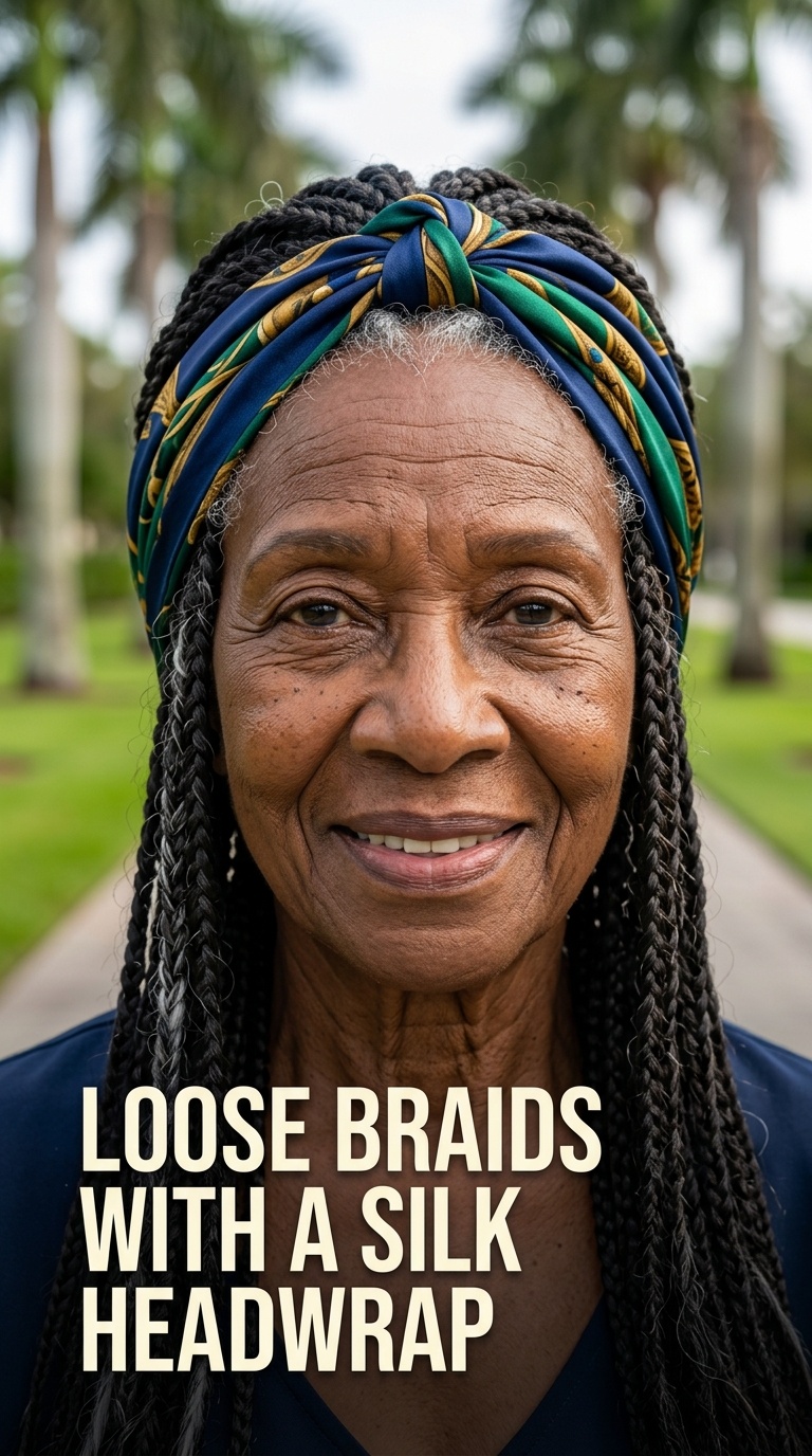 Loose Braids with a Silk Headwrap