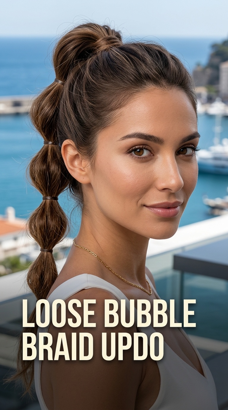 Loose Bubble Braid Updo
