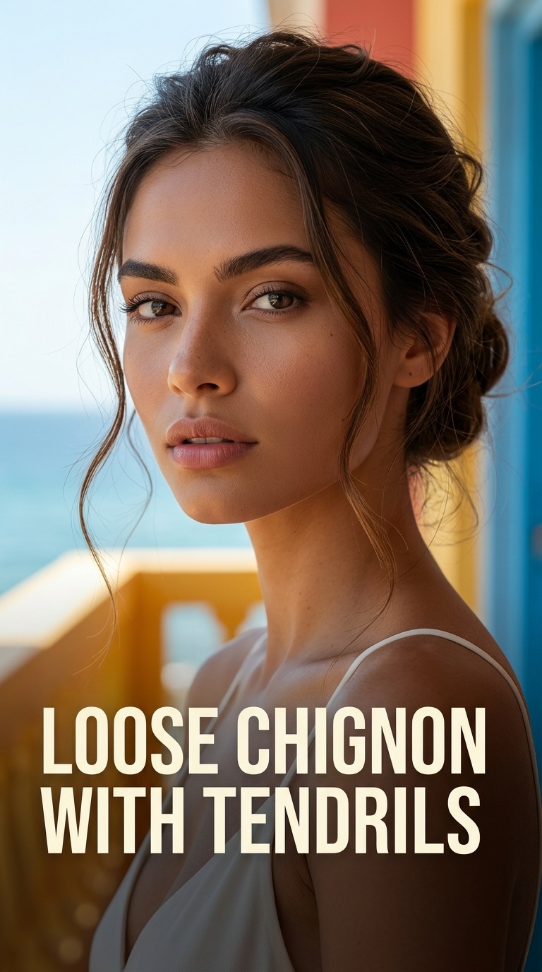 Loose Chignon with Tendrils