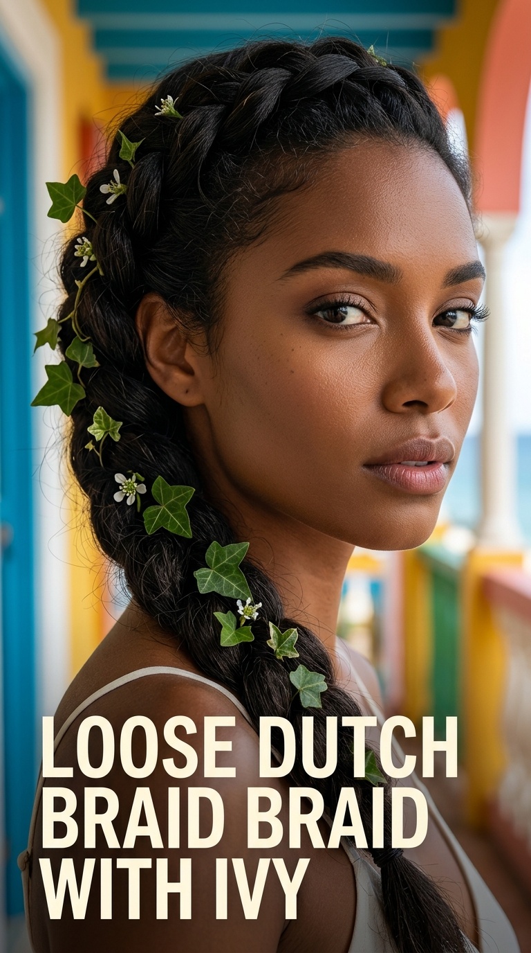 Loose Dutch Braid with Ivy