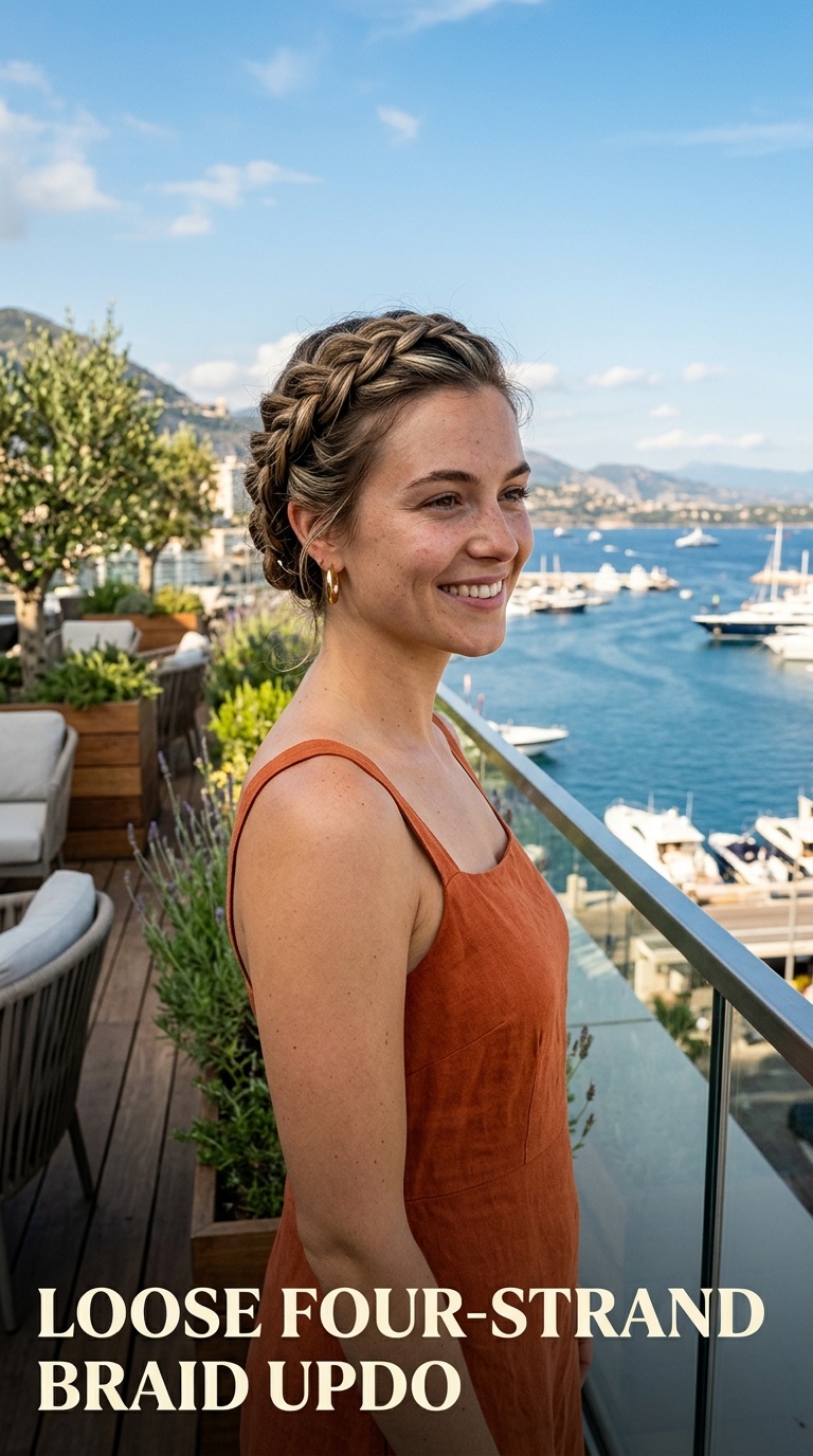 Loose Four-Strand Braid Updo