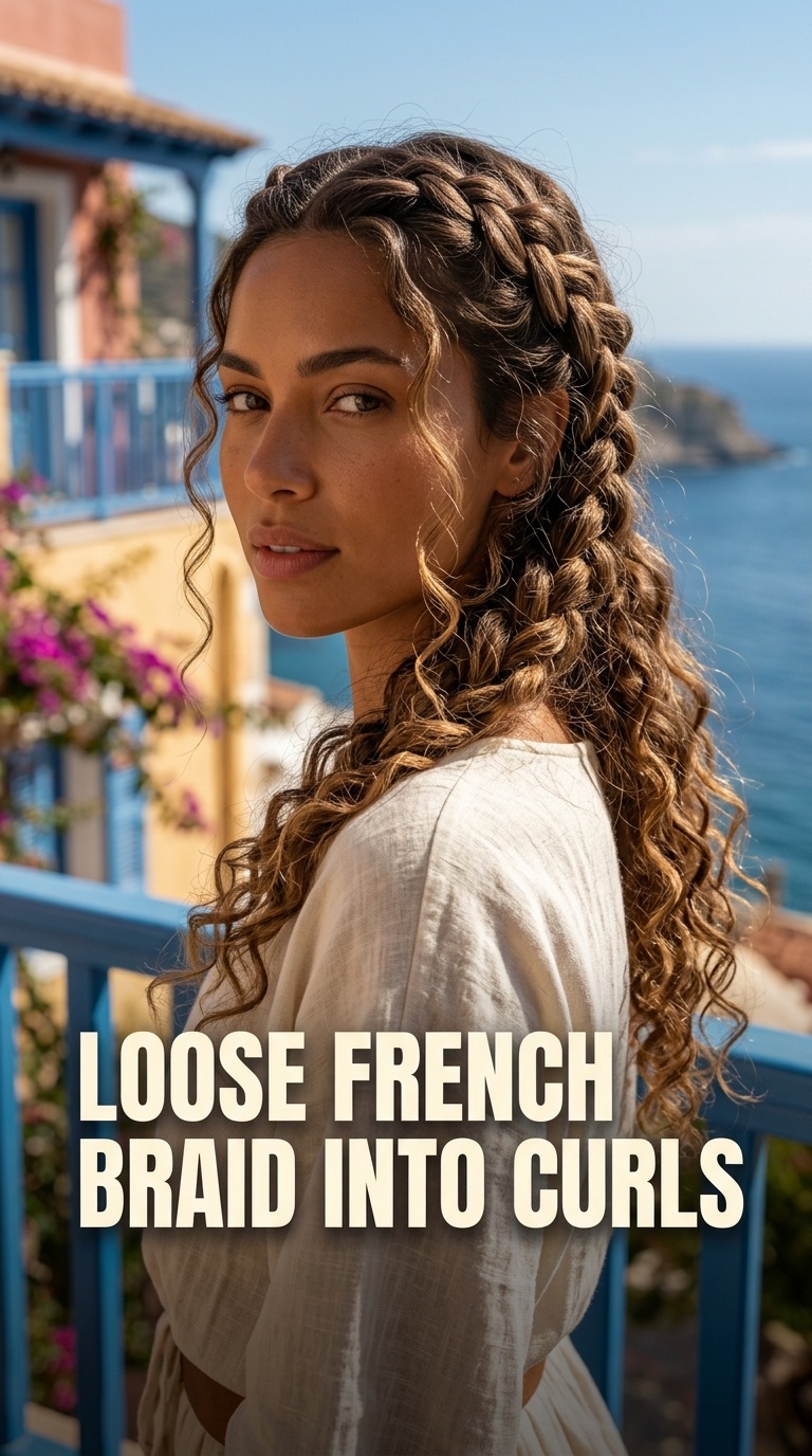 Loose French Braid into Curls