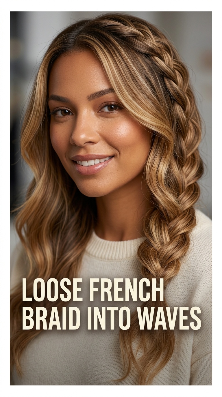 Loose French Braid into Waves