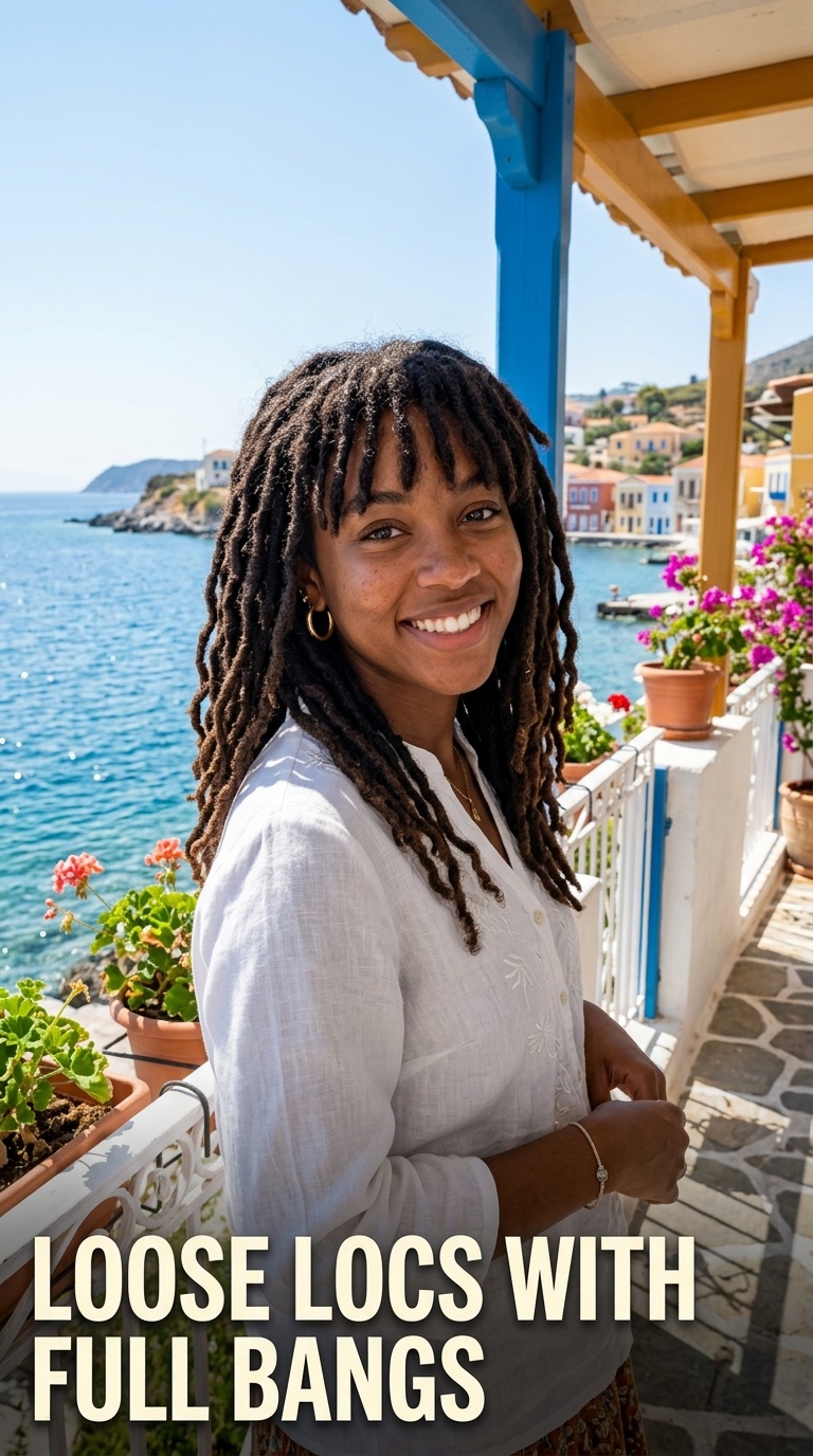 Loose Locs with Full Bangs