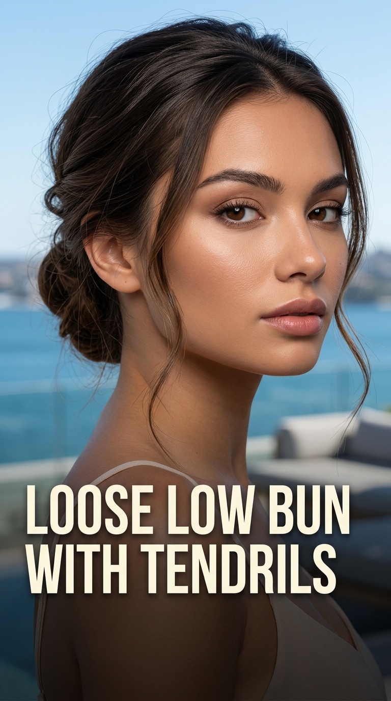 Loose Low Bun with Tendrils