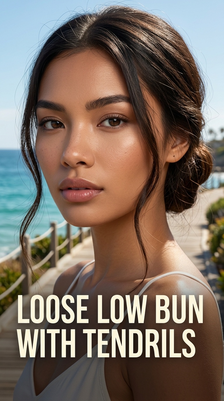 Loose Low Bun with Tendrils