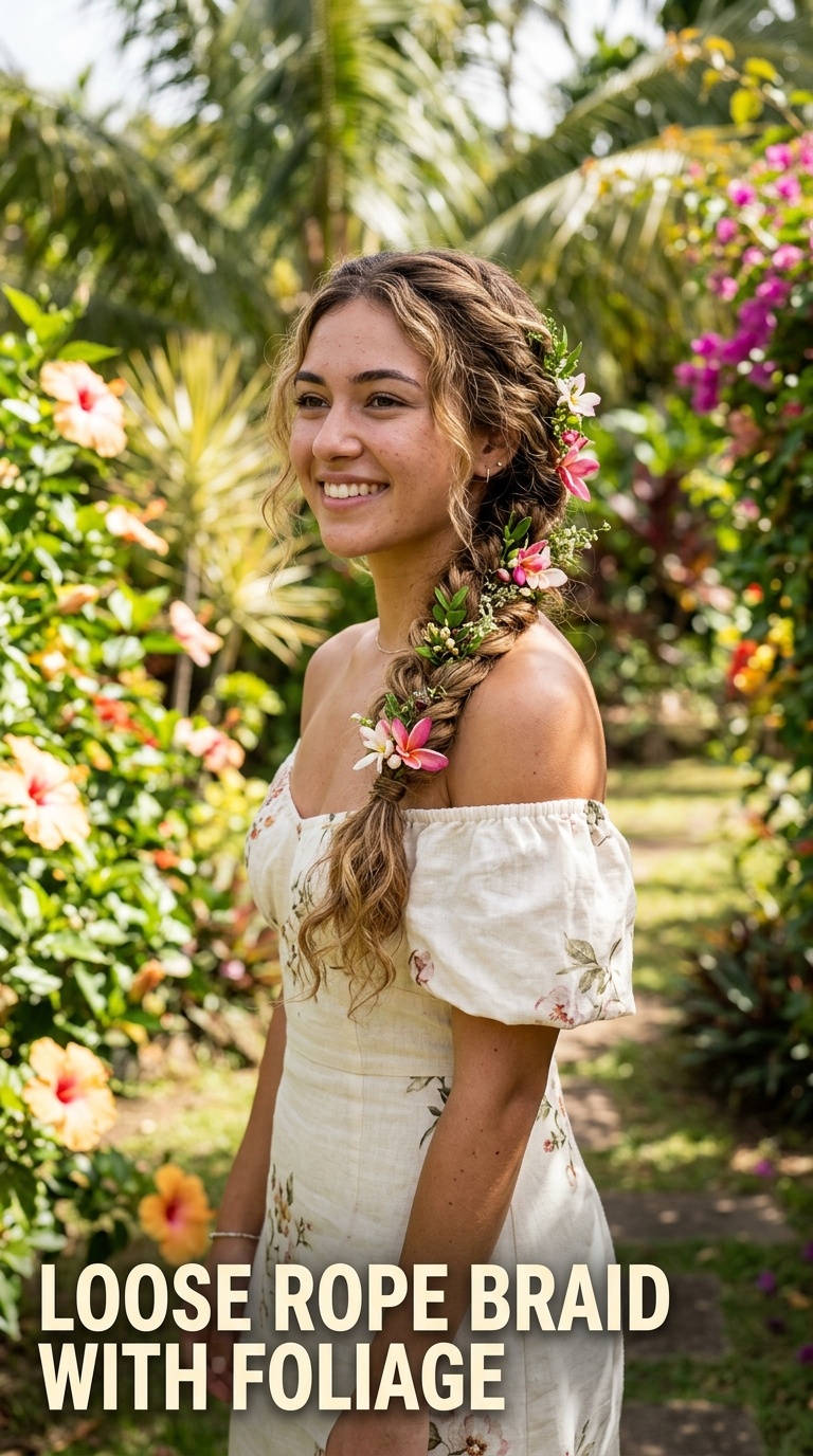 Loose Rope Braid with Foliage
