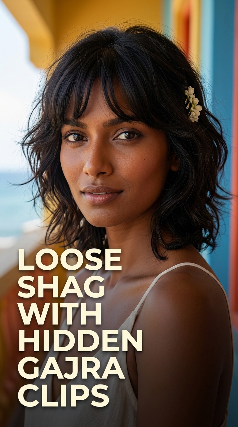 Loose Shag with Hidden Gajra Clips