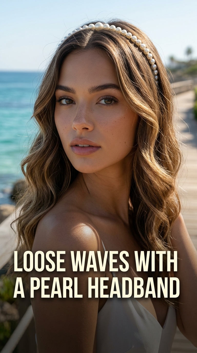 Loose Waves with a Pearl Headband