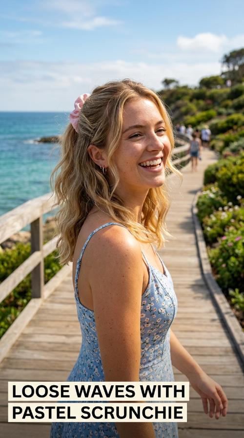 Loose Waves with Pastel Scrunchie