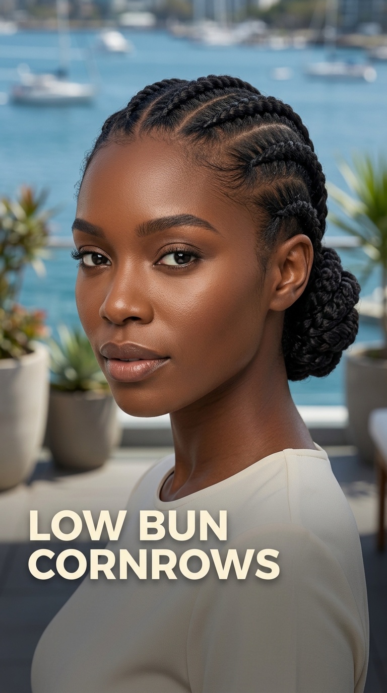 Low Bun Cornrows