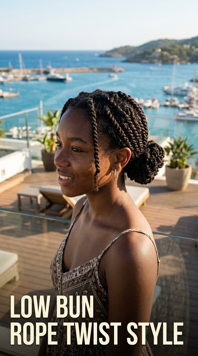Low Bun Rope Twist Style