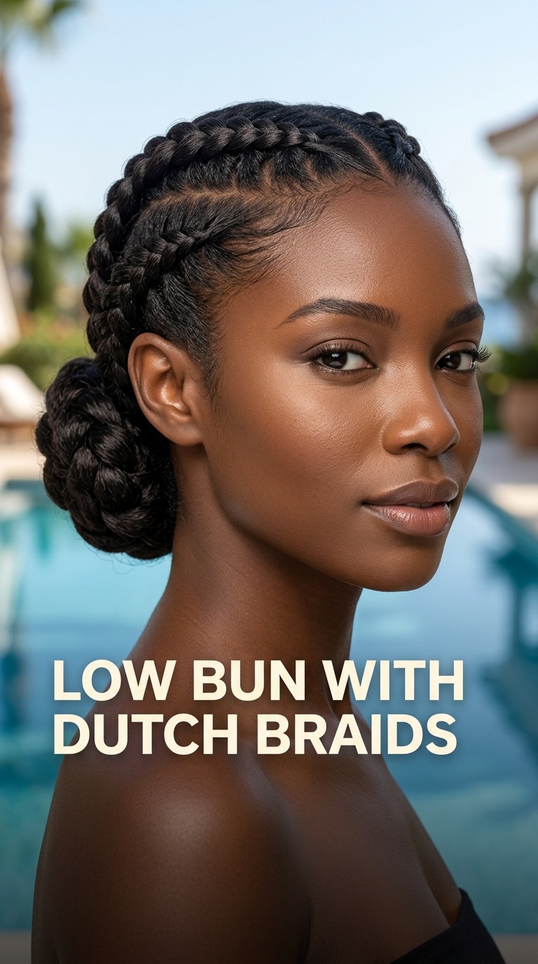 Low Bun with Dutch Braids