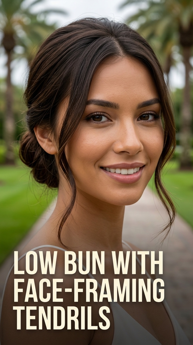 Low Bun with Face-Framing Tendrils