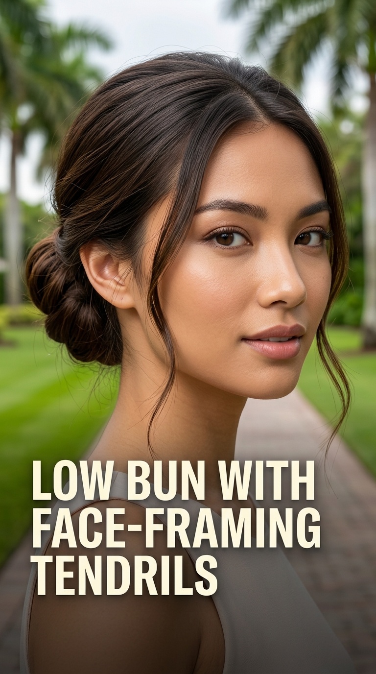 Low Bun with Face-Framing Tendrils