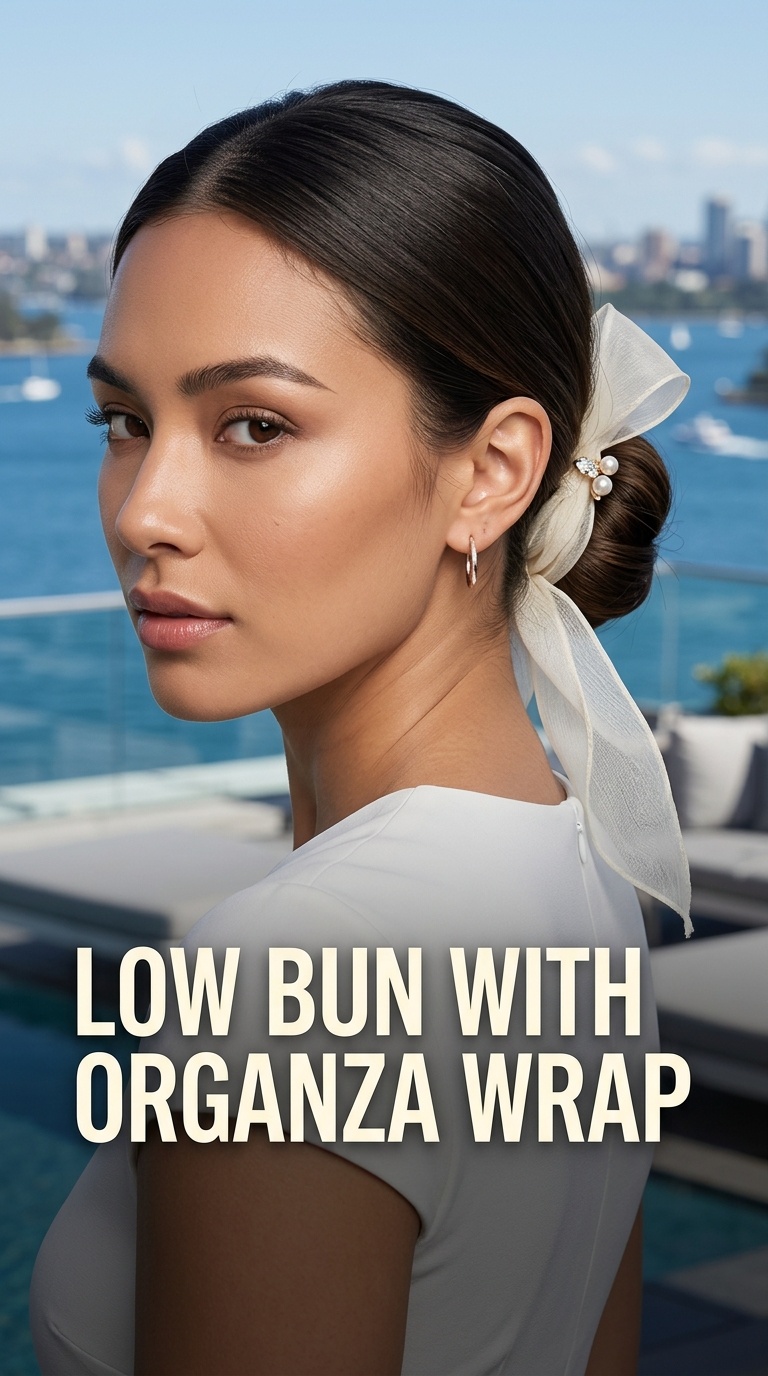 Low Bun with Organza Wrap