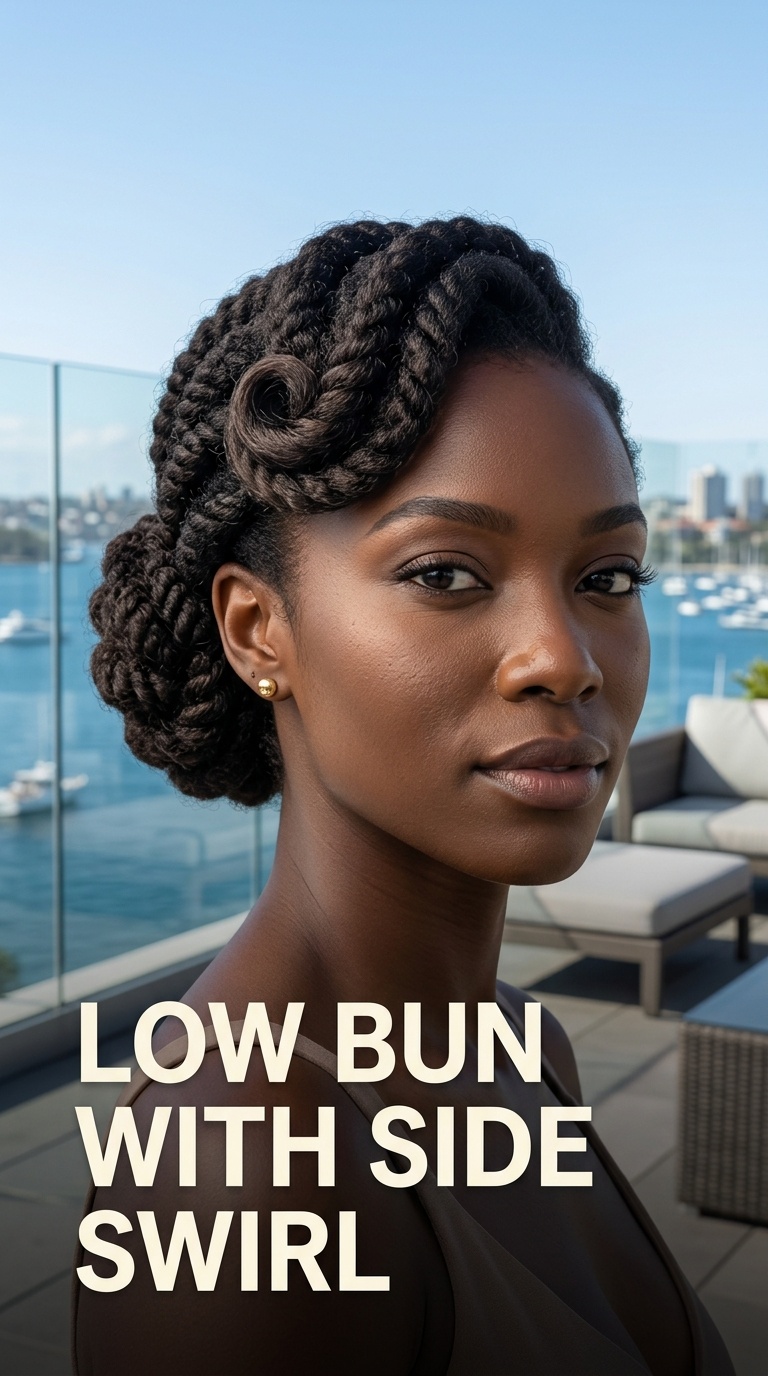 Low Bun with Side Swirl