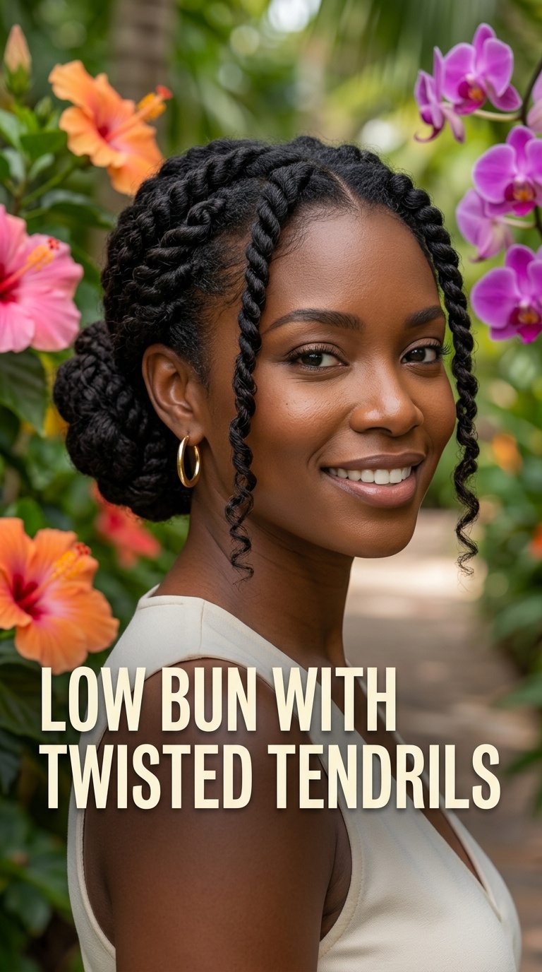 Low Bun with Twisted Tendrils