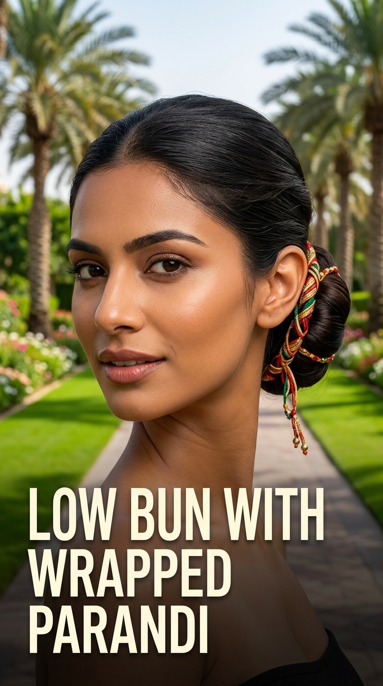 Low Bun with Wrapped Parandi