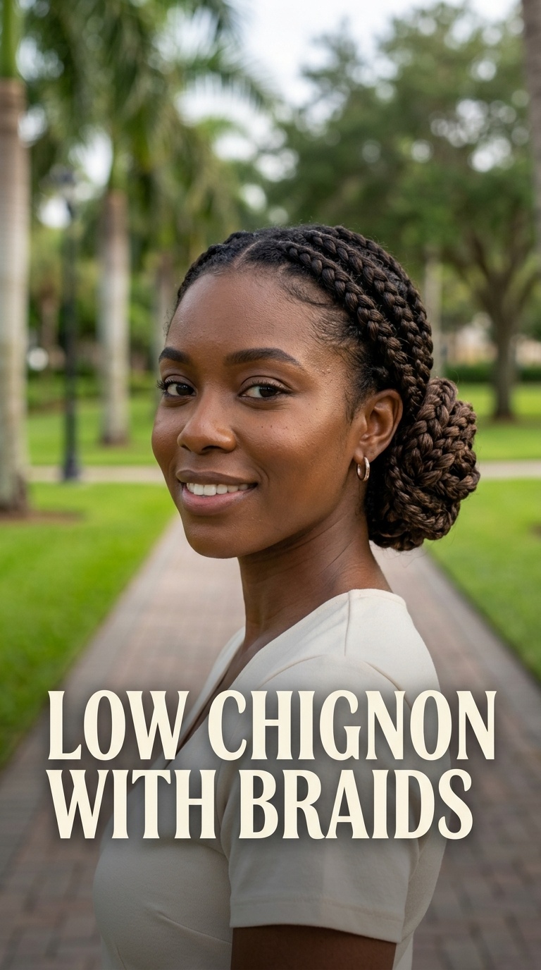 Low Chignon with Braids