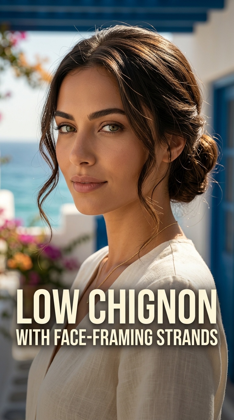 Low Chignon with Face-Framing Strands