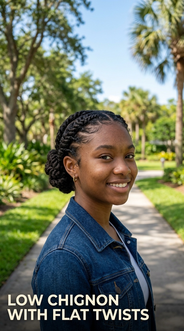 Low Chignon with Flat Twists