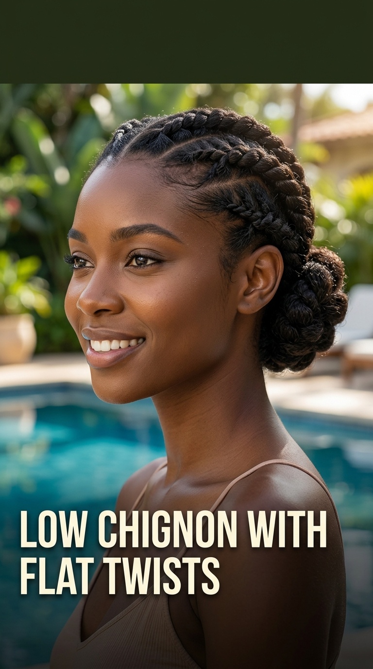 Low Chignon with Flat Twists