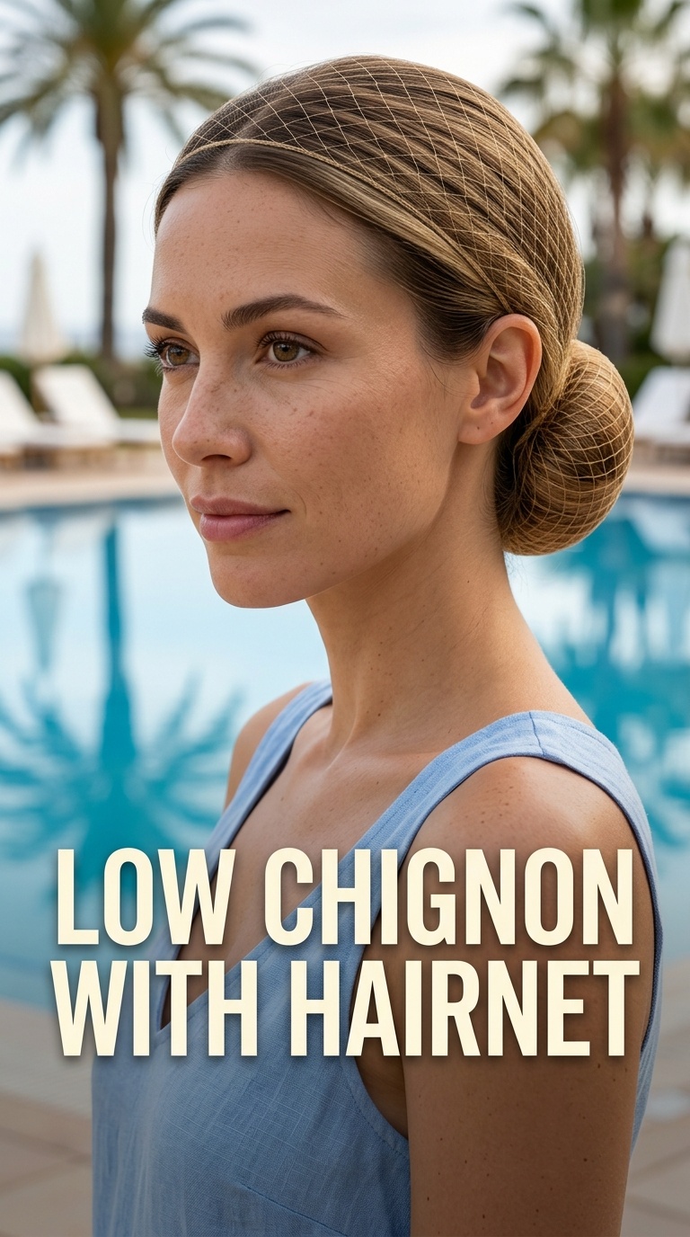 Low Chignon with Hairnet