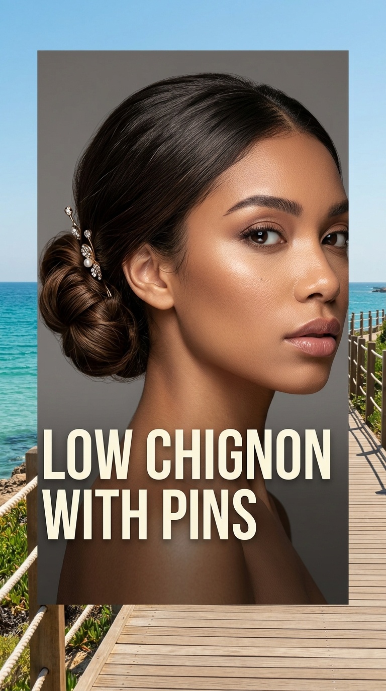 Low Chignon with Pins