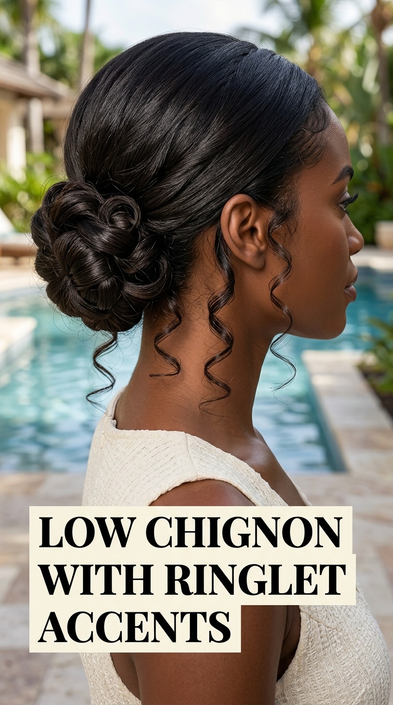 Low Chignon with Ringlet Accents