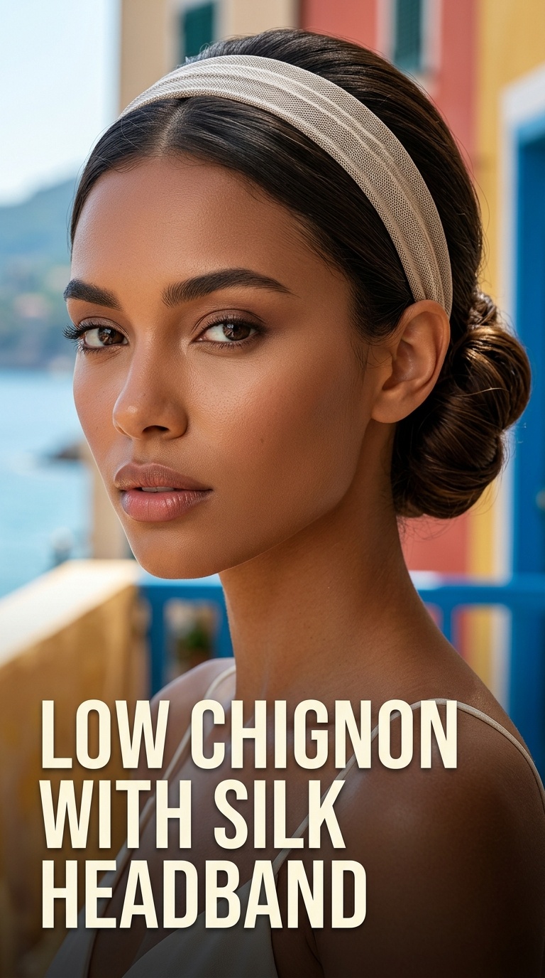 Low Chignon with Silk Headband