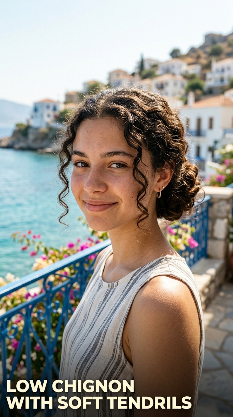 Low Chignon with Soft Tendrils