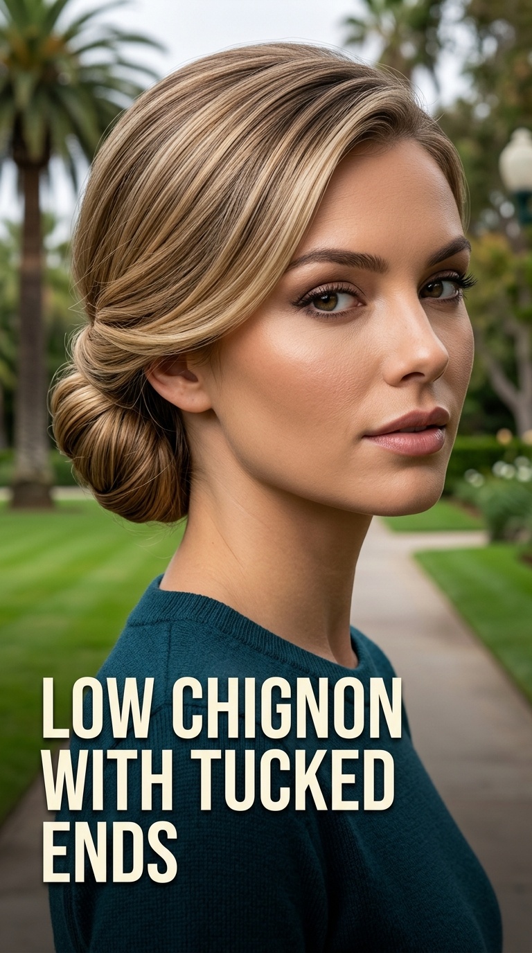 Low Chignon with Tucked Ends