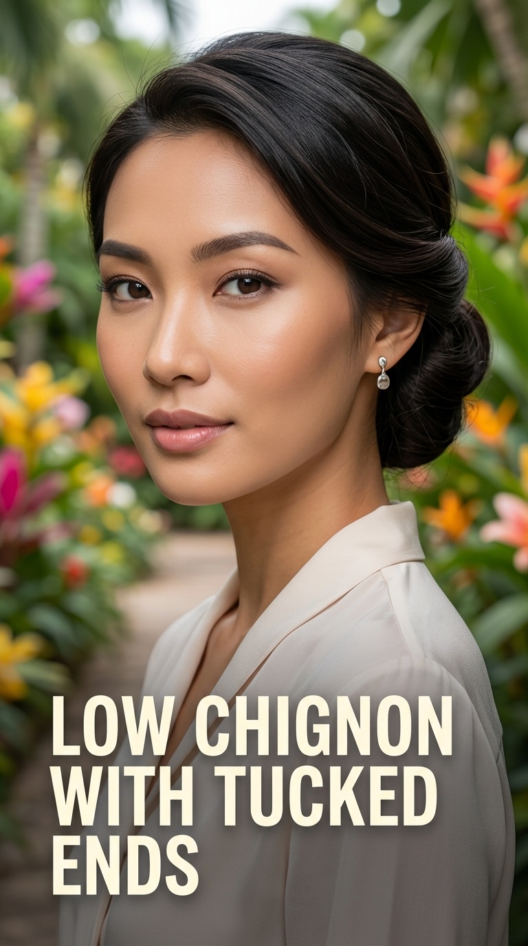 Low Chignon with Tucked Ends