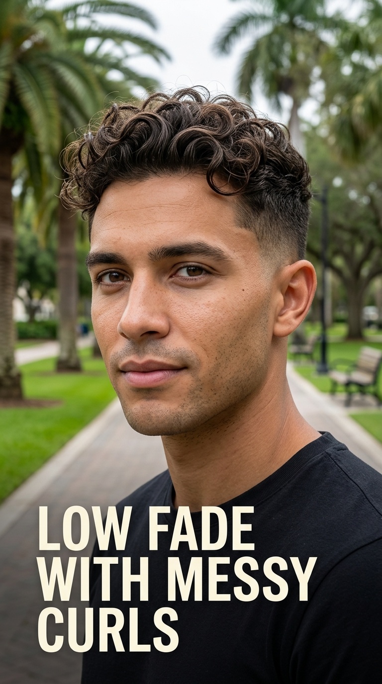 Low Fade with Messy Curls