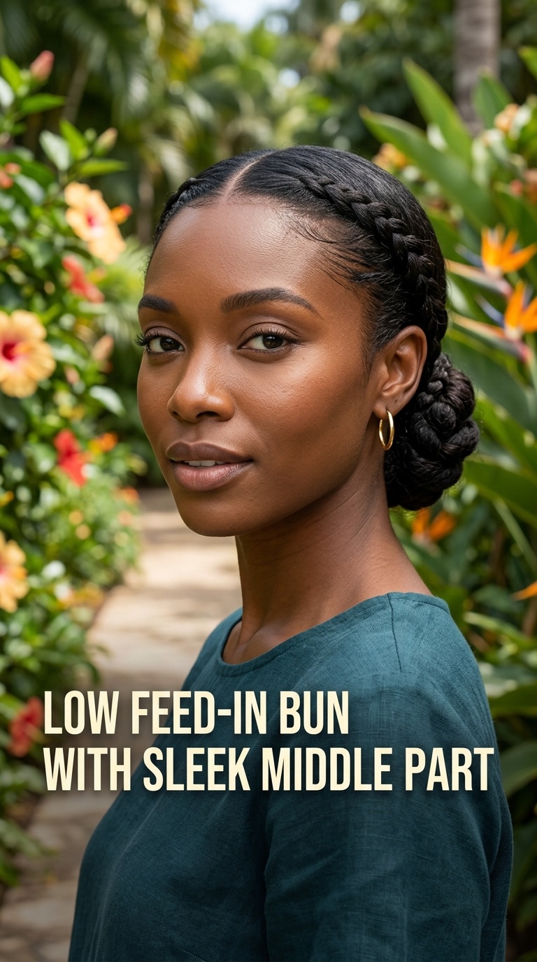 Low Feed-in Bun with Sleek Middle Part