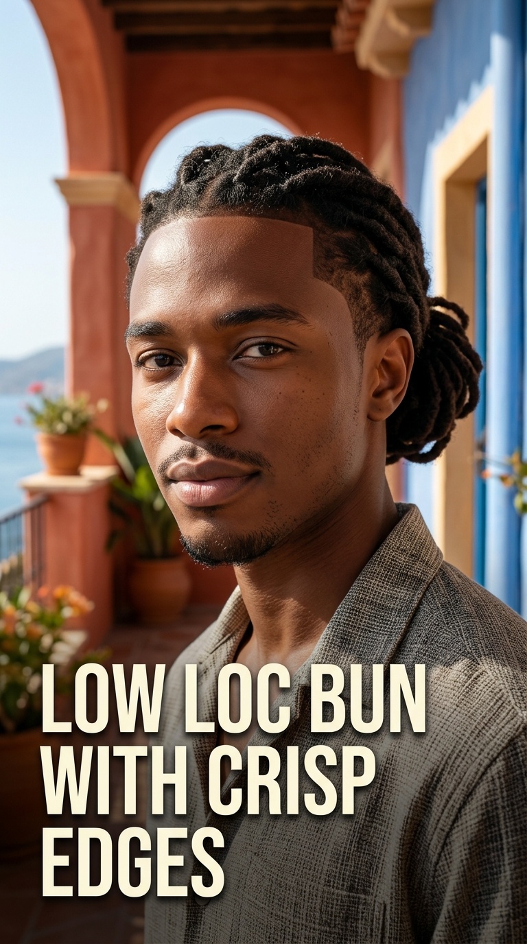Low Loc Bun with Crisp Edges