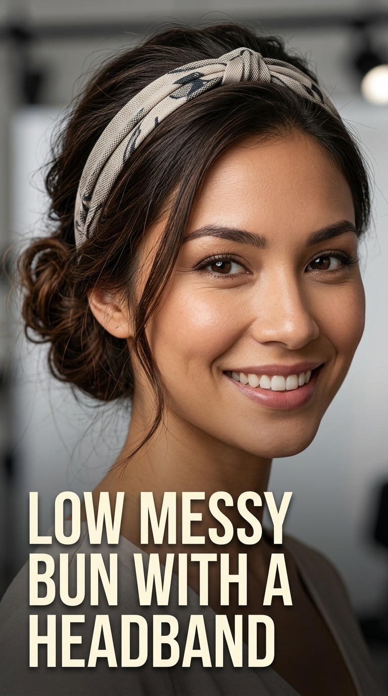 Low Messy Bun with a Headband