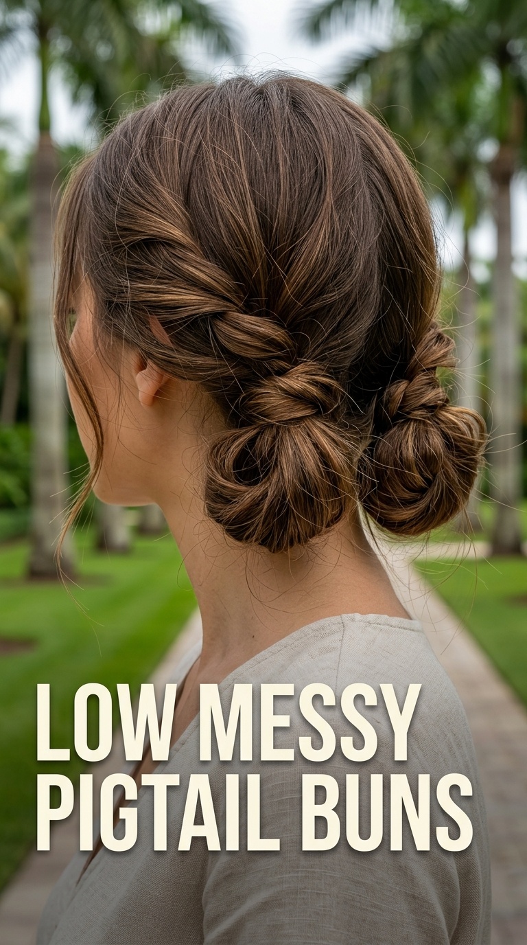 Low Messy Pigtail Buns